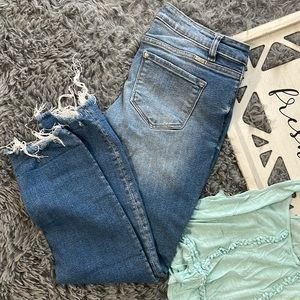 KanCan™ Vintage Destructed Cuff Boyfriend Cropped Jean